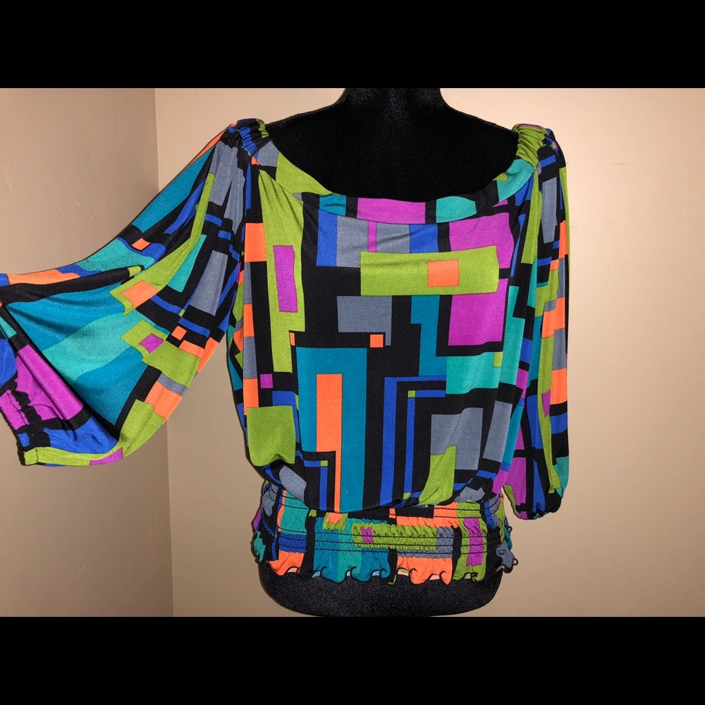 Color Block Off Shoulder Top